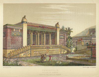 Persépolis, Palacio de Darío, Vista en perspectiva de la fachada de French School