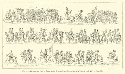 Personal del Chatelet formando parte de la cabalgata, durante la entrada a París de Luis XIV de French School