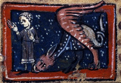 Peryton dibujado de un bestiario francés del siglo XIV. Biblioteca Trivulziana. de French School