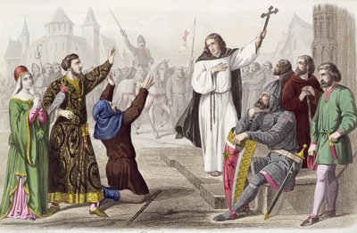 Pedro el Ermitaño (1050-1115) predicando durante la Primera Cruzada en 1095 de French School