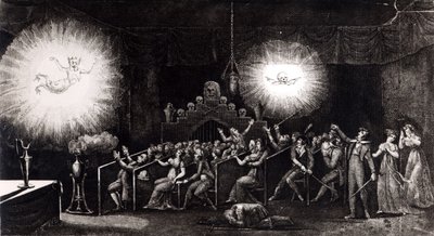 Fantasmagoría, de Memoires Recreatifs Scientifiques et Anecdotiques por Etienne Gaspard Robertson (1763-1837), París, 1831 de French School