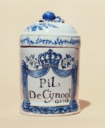 Tarro farmacéutico para tabletas de cinogloso, c.1700 de French School
