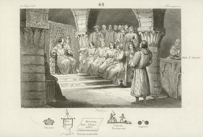 Felipe V de Francia y los Estados Generales rechazan la reclamación al trono de Juana II de Navarra, c1317 de French School