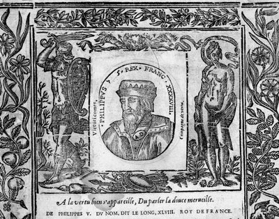 Felipe V, el Largo, retrato grabado en medallón de French School