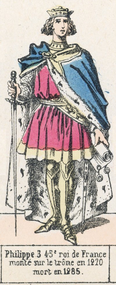 Felipe III, 45º rey de Francia, sube al trono en 1270, muere en 1285 de French School