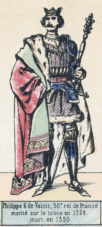 Felipe VI de Valois, 50º rey de Francia, sube al trono en 1328, muere en 1350 de French School