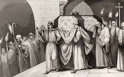 Felipe III (1245-85) el Audaz ayuda a llevar el ataúd de su padre, de 