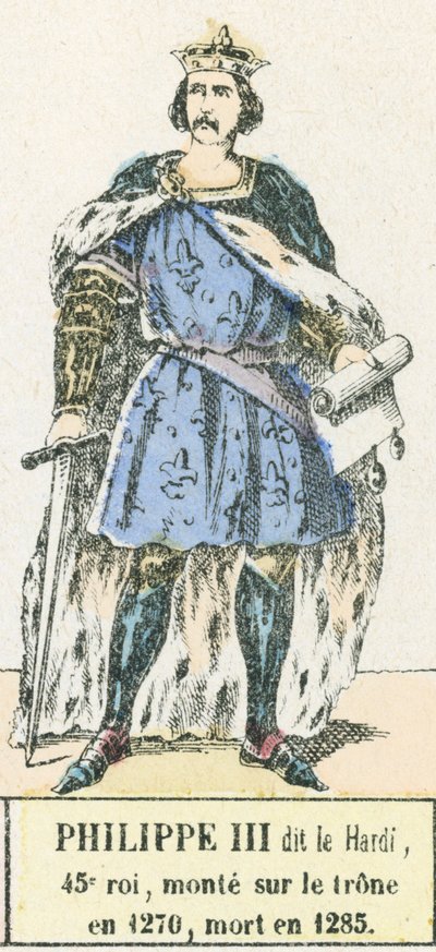 Philippe III llamado el Audaz, 45º rey, sube al trono en 1270, muere en 1285 de French School
