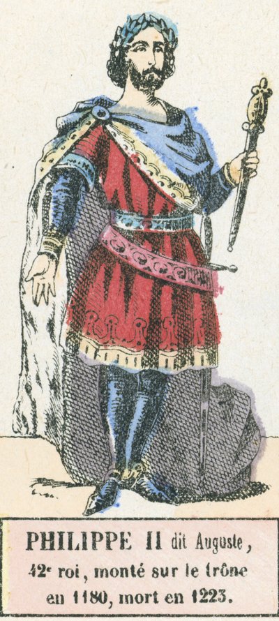 Felipe II llamado Augusto, 42º rey, subió al trono en 1180, murió en 1223 de French School