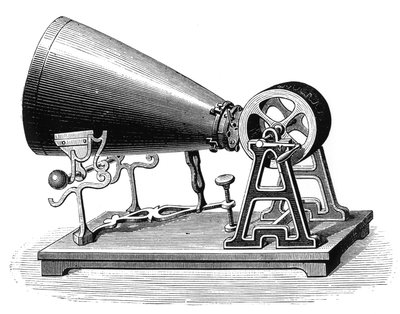 El fonógrafo, inventado por Edouard Leon Scott de Martinville de French School