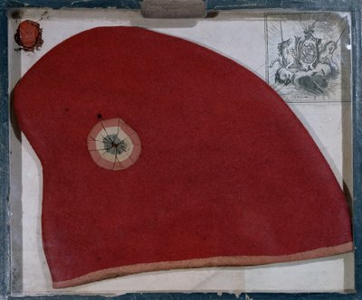 Gorro frigio con una escarapela roja, blanca y azul del período de la Revolución Francesa (fieltro) de French School