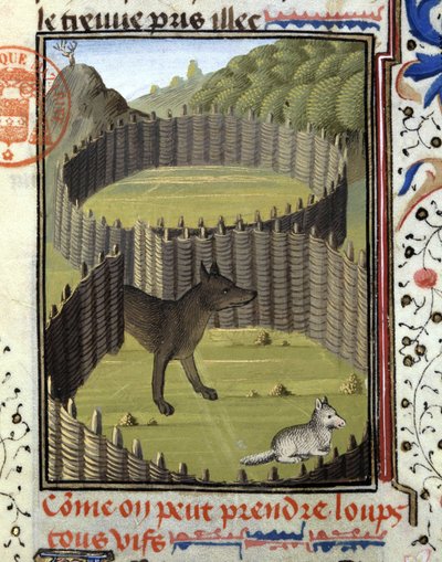 Trampa para lobos - en "Libro de Caza de Gaston Phoebus, Conde de Foix, Señor de Béarn" de French School