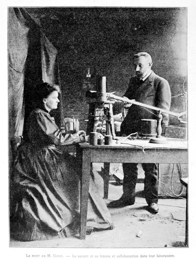 Pierre (1859-1906) y Marie (1867-1934) Curie en su laboratorio de French School