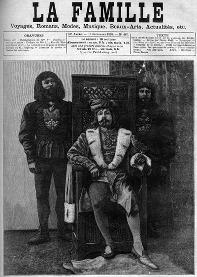 Pierre Loti con traje de Luis XI recibiendo a sus invitados en su castillo durante una fiesta en un decorado de la época de Luis XI. Portada de 