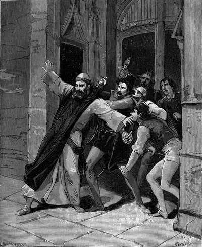 Pietro Paolo Sarpi, conocido como Fra Paolo, de la Orden de los Servitas de María (1552-1623) historiador veneciano herido por asesinos el 5 de octubre de 1607 en Venecia de French School