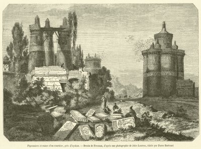 Palomares y ruinas de un cementerio, cerca de Ispahan de French School
