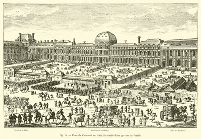 Plaza del Carrusel en 1680, facsímil de un grabado de Perelle de French School