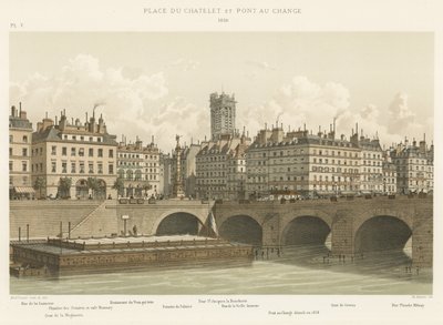 Plaza del Chatelet y Puente au Change, 1830 de French School