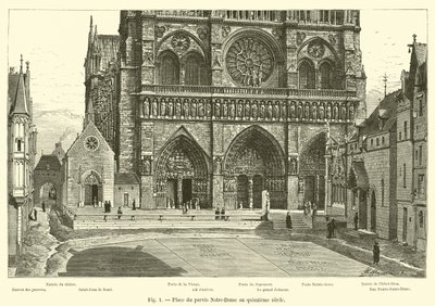 Plaza del parvis Notre-Dame en el siglo XV de French School