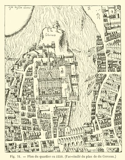 Plano del barrio en 1550, Facsímil del plano de du Cerceau de French School