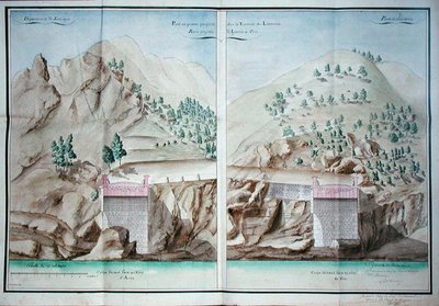 Plan para la construcción de un puente de piedra sobre el río Liamone en Córcega de French School