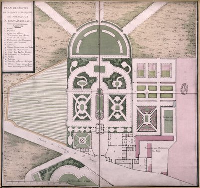 Plano del Hotel de Madame de Pompadour en Fontainebleau de French School