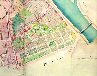 Plano del Jardin des Plantes en París durante el período del Imperio de French School
