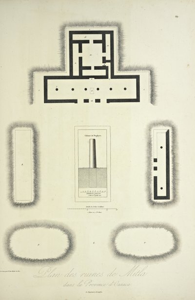 Plano de las ruinas de Mitla en la provincia de Oaxaca, ilustración de 
