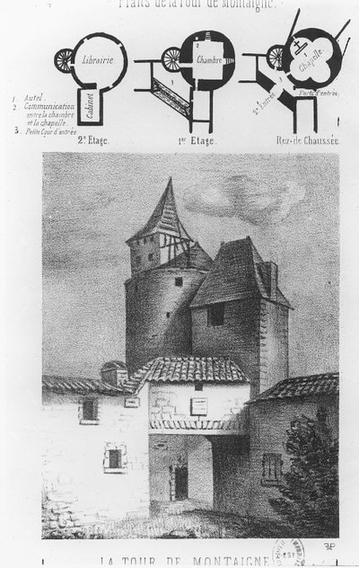 Plano de la Torre de Montaigne, en Saint-Michel-de-Montaigne (litografía) de French School