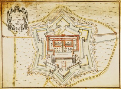 Plano de la ciudadela de Milán de French School