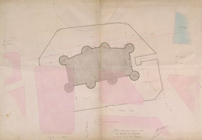 Plano que muestra las líneas perimetrales de la Bastilla, 1830 de French School