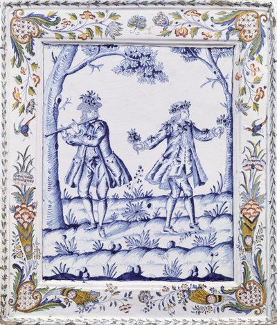 Placa que representa una escena de La flauta mágica de French School