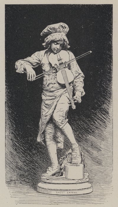 Estatua de yeso de Adrien Gandez que representa al compositor francés de origen italiano Jean-Baptiste Lully de niño (grabado) de French School