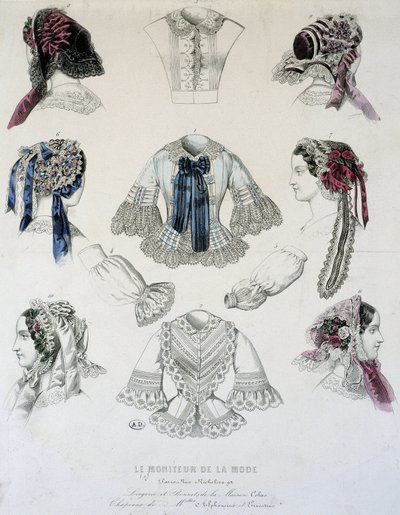 Placa de copas y corsés - en "Le Moniteur de la Mode" de French School