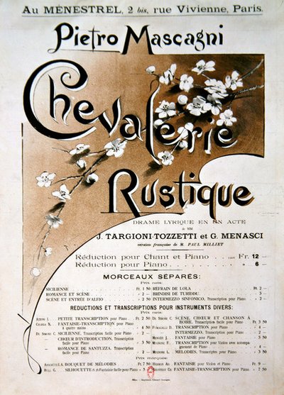 Cartel de la ópera Chevalerie Rustique, de Pietro Mascagni de French School