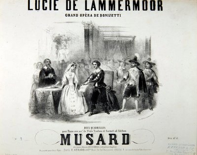 Cartel de la ópera Lucie de Lammermoor, de Gaetano Donizetti, impreso por Bertauts de French School
