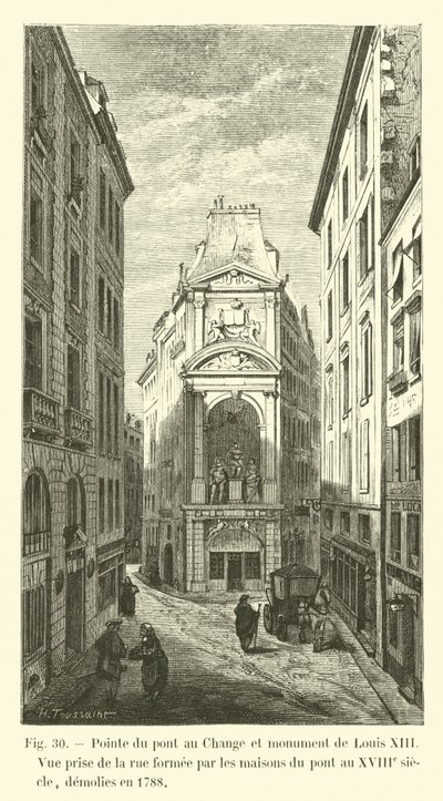 Punta del puente au Change y monumento de Luis XIII de French School