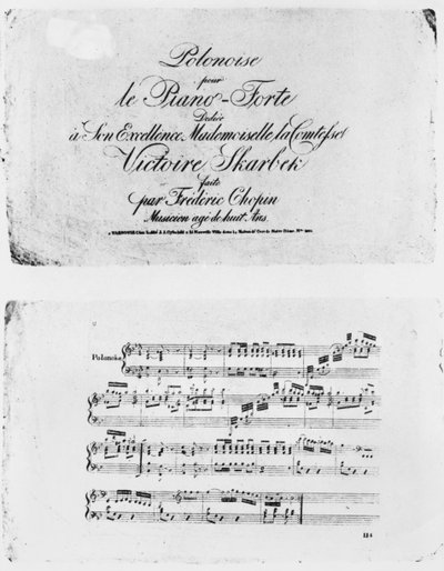 Polonesa para pianoforte, dedicada a la Condesa Victoire Skarbek, escrita por Frederic Chopin (1810-49) a los 8 años de French School