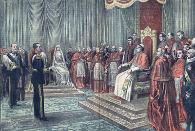 El Papa Pío XI recibe en audiencia solemne a los gobernantes de España, en 