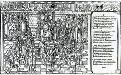 El Papa Urbano II presidiendo el Concilio de Clermont en 1095 de French School
