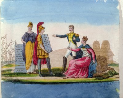 Imágenes populares en alabanza de Bolívar, c.1820-30 de French School