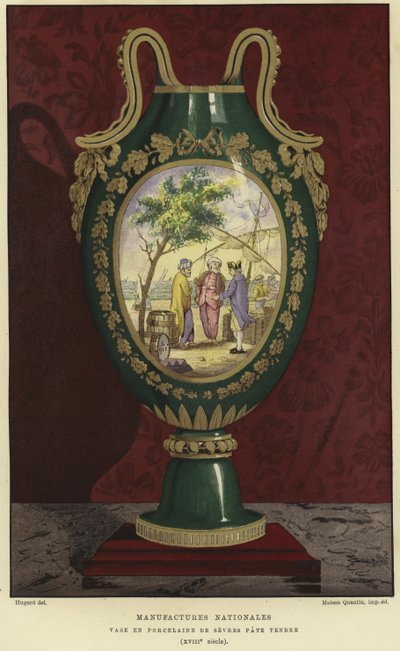 Jarrón de porcelana de la Manufacture nationale de Sevres, Francia de French School