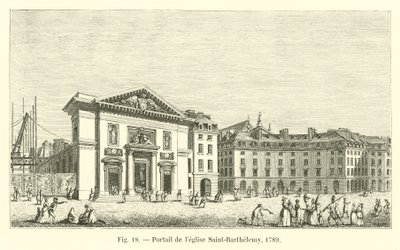 Portada de la iglesia Saint-Barthelemy, 1789 de French School