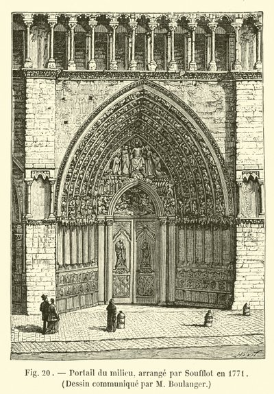 Portal del medio, arreglado por Soufflot en 1771, Dibujo comunicado por M Boulanger de French School