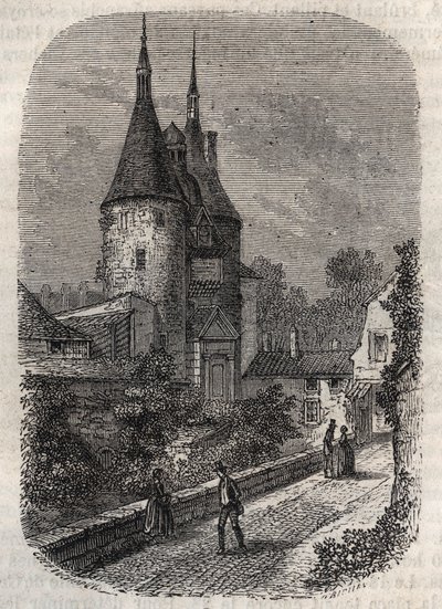 Porte de la Craffe en Nancy vestigio de fortificaciones medievales, erigida en el siglo XIV al norte del casco antiguo - grabado en "Histoire de France" de Victor Duruy de French School
