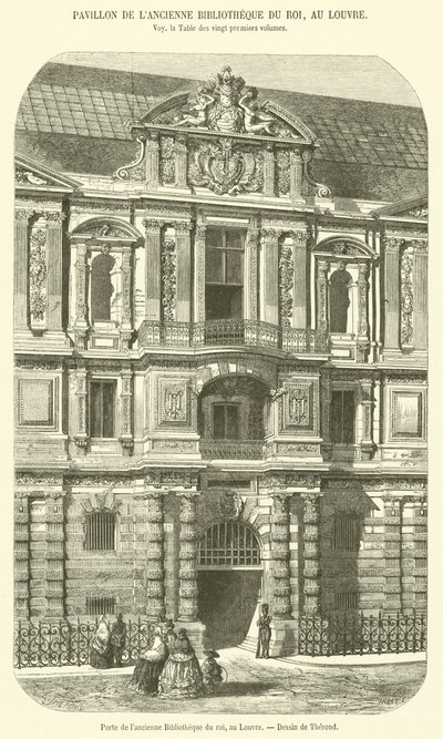 Puerta de la antigua Biblioteca del rey, en el Louvre de French School