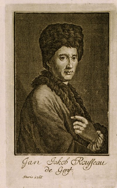 Retrato de Jean Jacques Rousseau (1712-1778). Obra anónima, grabado de 1766. Arte francés de French School