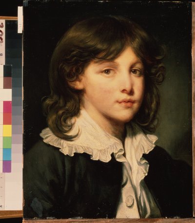 ""Portrait of a boy"" (Retrato de un niño) Joven adolescente de pelo largo. Pintura de la escuela francesa. Museo Pushkin de finales del siglo XVIII, Moscú de French School