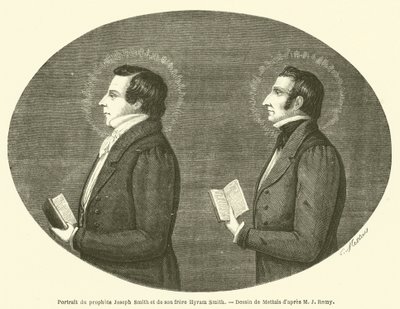 Retrato del profeta José Smith y su hermano Hyram Smith (grabado) de French School
