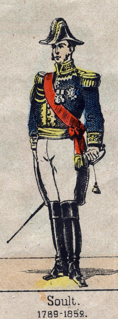 Retrato de cuerpo entero de Nicolas Soult (1769-1851) mariscal de Francia, Duque de Dalmacia. Imagen de Épinal de finales del siglo XIX. de French School